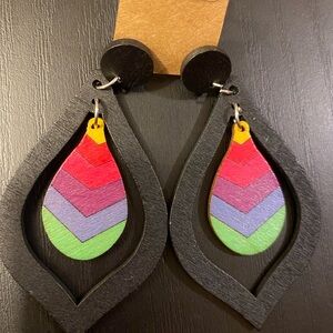 Chevron Teardrop or Heart Earrings | Bold Boho Statement Earrings